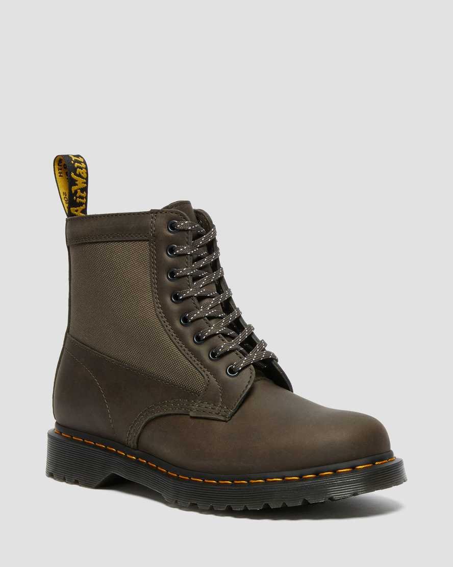 Dr. Martens 1460 Panel Lær Snørestøvler Dame Khaki Grå [9521XJWMB]